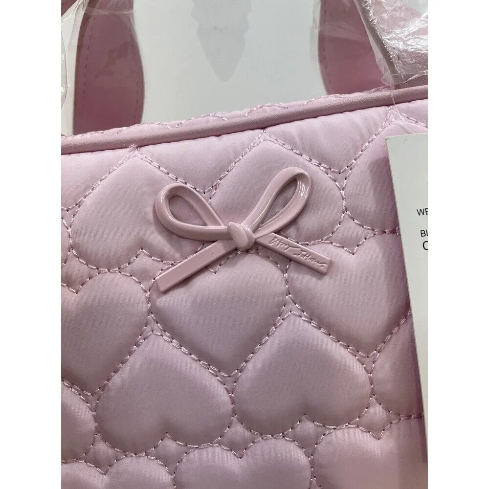 Betsy Johnson Pink Toiletry Makeup Travel Bag Coquette Puffy Heart Ballerina Y2K - Picture 7 of 8